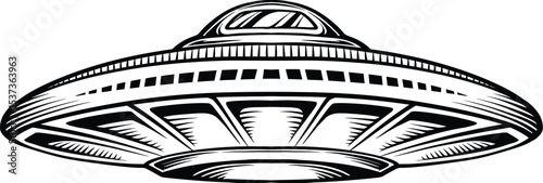 line art ufo black and white illustration.eps