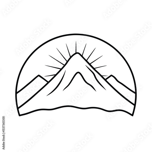 Majestic sunrise over a mountain range vibrant landscape illustration