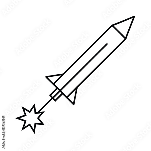 Colorful fireworks rocket launching into night sky vector illustration