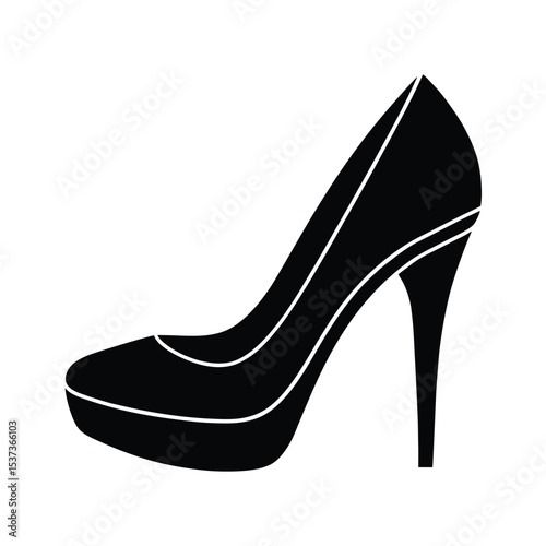 High heel shoe silhouette icon vector design on white background fashion concept