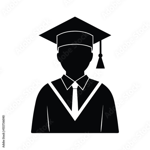Graduate student silhouette vector illustration on white background education theme