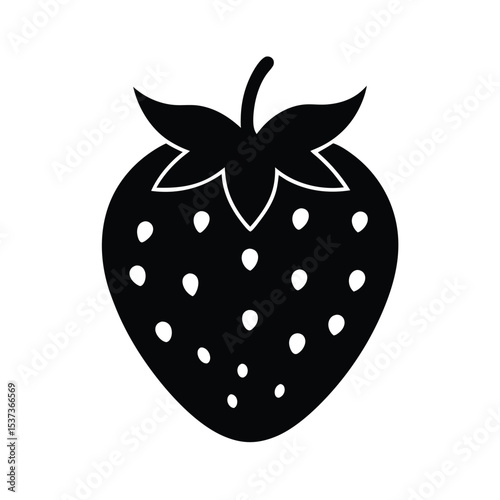 Strawberry fruit silhouette image vector on clean white background healthy food icon