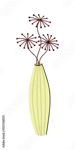 Abstract Long Vase with dried flowers 