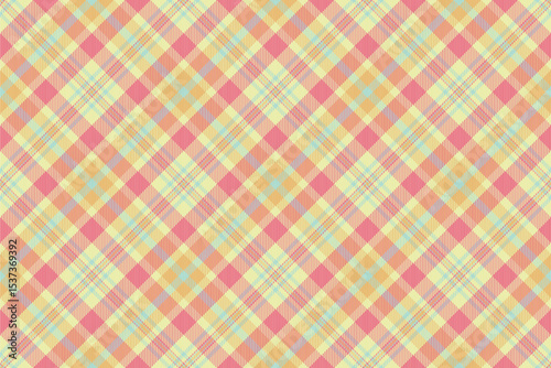 Delightful pastel plaid pattern. Soft pink, yellow, and blue hues create a cheerful, versatile design ideal for textiles, stationery, or website backgrounds.