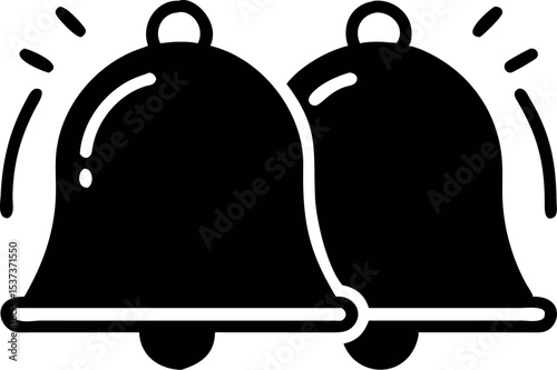 Ringing Bell Icon Silhouette – Black Alert Notification Symbol

