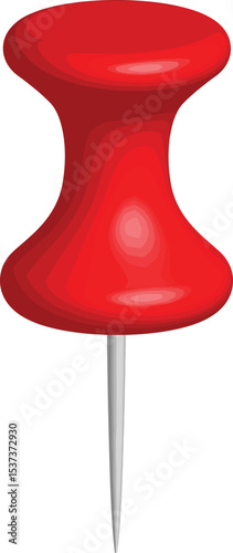 Vibrant Red Push Pin A Close-Up View of a Classic Office Supply