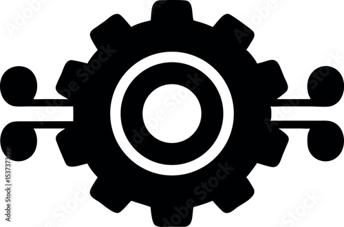Tech Gear Connection Icon Silhouette – Settings Network Symbol

