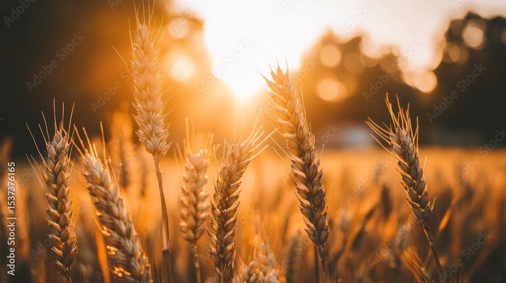 Golden wheat stalks at sunset. Golden wheat stalks at sunset.