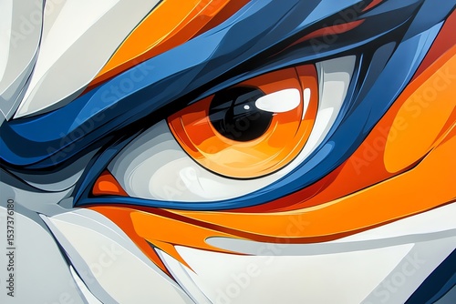 Intense Gaze: Abstract Orange and Blue Eye
