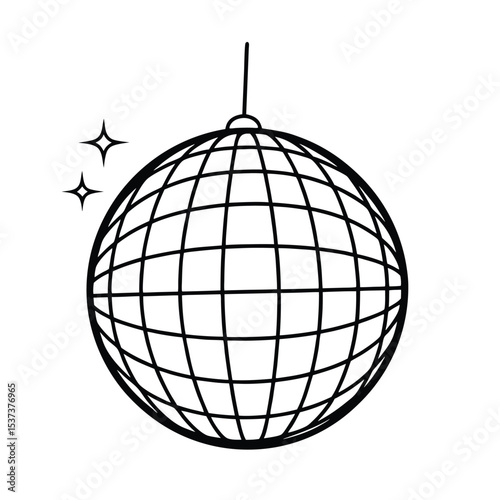 Sparkling disco ball vector graphic shiny reflective surface with facets and highlights