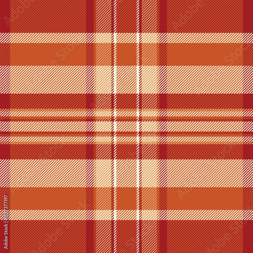 Warm autumnal plaid pattern.  Perfect for fallthemed designs, textile prints, or website backgrounds.  The rich orange and cream tones evoke feelings of warmth and comfort.