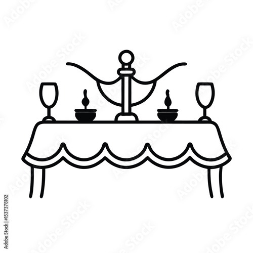 Elegant fancy dinner table setting with detailed cutlery and tableware