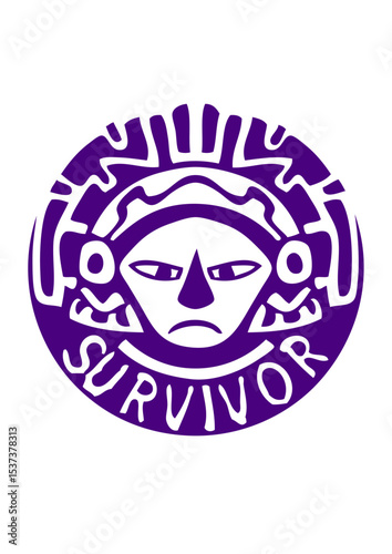 survivor 2012 maya statue masque mask logo tampon