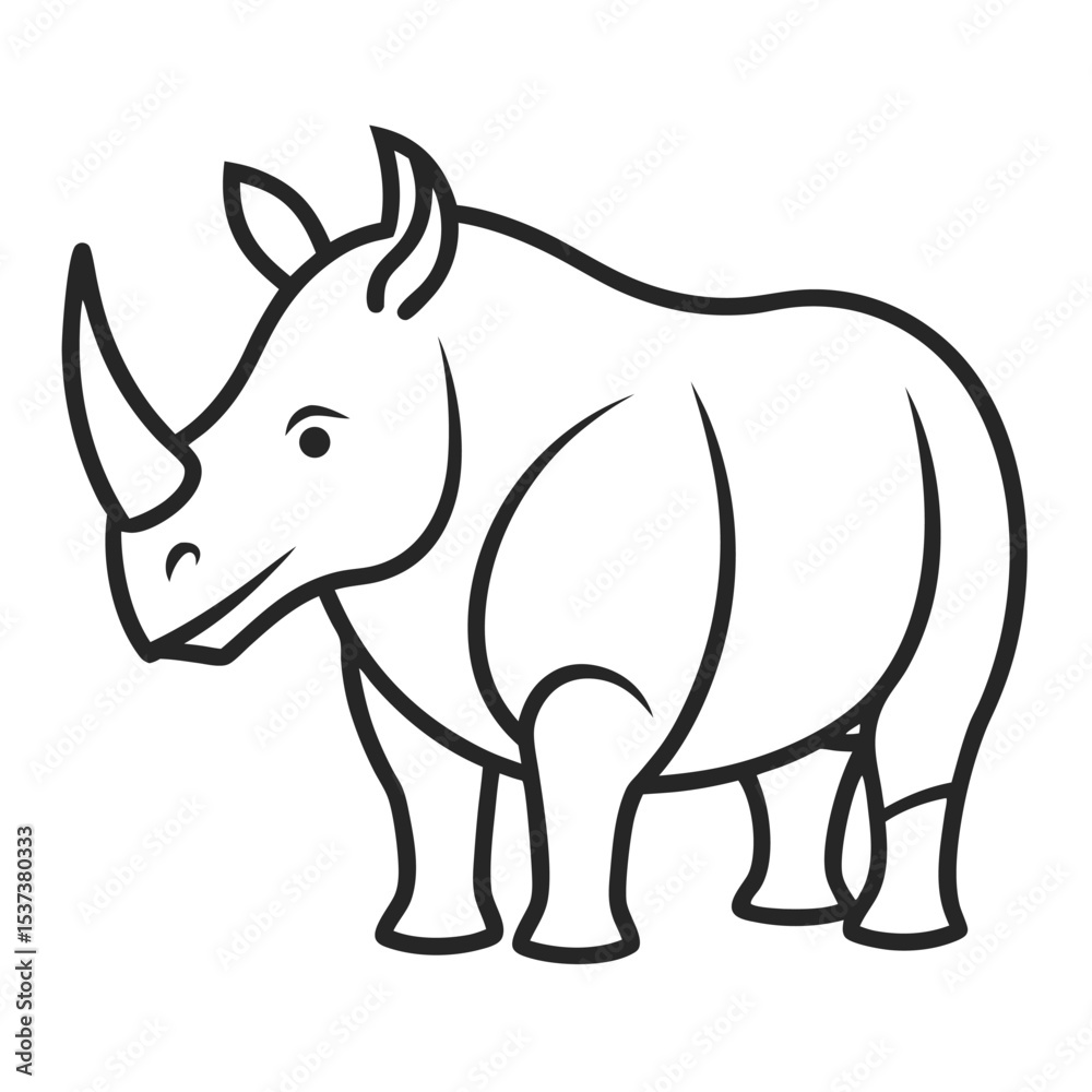 Fototapeta premium Rhino Animal Line Icon