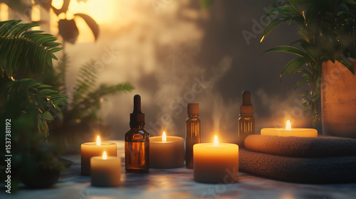 Aromatherapy Essential Oils and Candles for Spa Relaxation