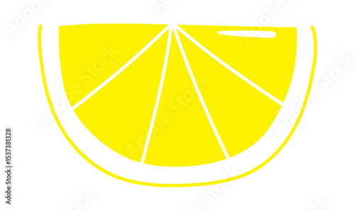 Lemon, citrus fruit slice, wedge hand drawn illustration, isolated vector. Flat style design. Summer clip art, seasonal element, print. Cocktail garnish, beach bar, pool party