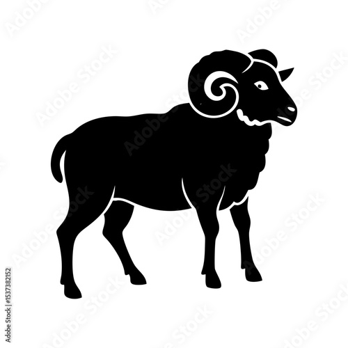 Majestic Ram Silhouette with Spiraled Horns against a Clear transparent background silhouette vector