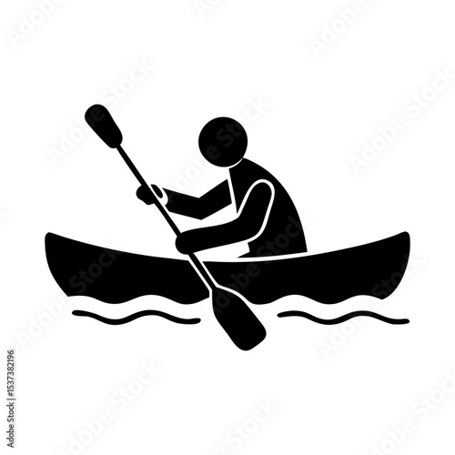 Silhouette of a person kayaking on water for recreation and sports silhouette vector