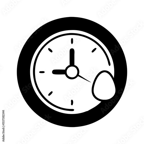 Silhouette of a clock representing time management with an egg shape silhouette vector