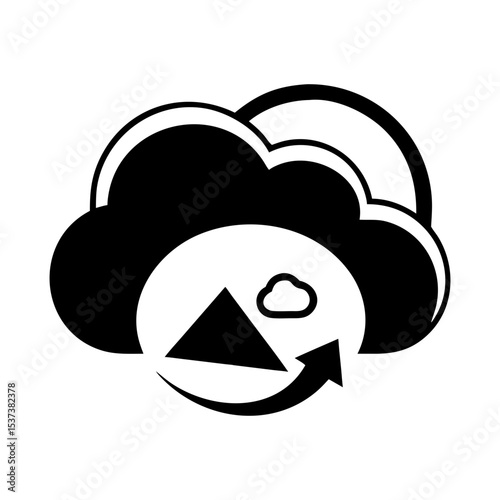 vector illustrating cloud storage, data transfer, and the power of technology silhouette vector