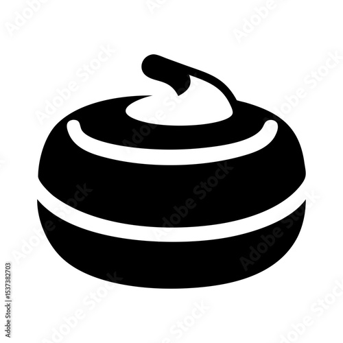 Simple Black and White Curling Stone Vector Icon Graphic Illustration silhouette vector