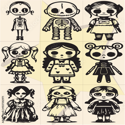 set of cartoon monsters