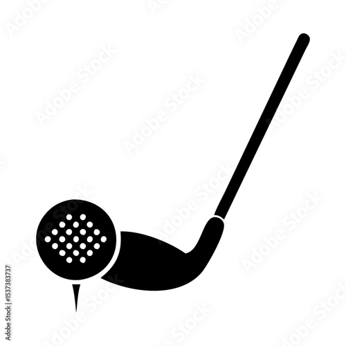 Iconic golf club ready to tee off the perfectly placed golf ball silhouette vector