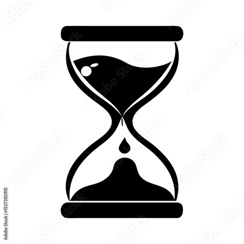 Black and white drawing of an hourglass showing the passage of time silhouette vector