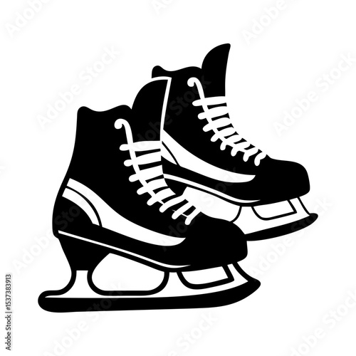 A pair of ice skates on a transparent background, ready for winter silhouette vector