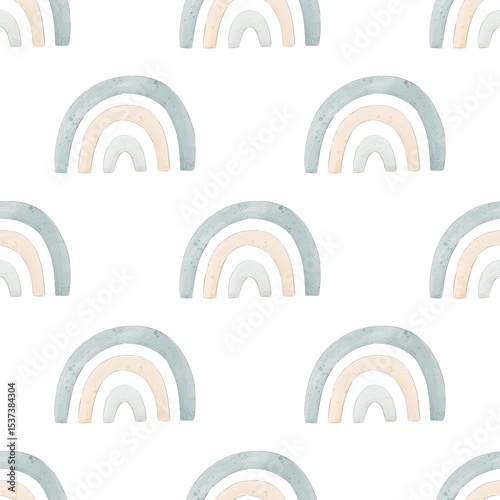seamless pattern with cartoon rainbows. colorful illustration for kids. hand drawing, flat style. baby design for fabric, print, textile, wrapper