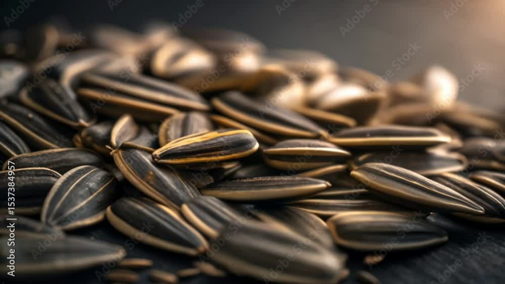 cumin black seeds with rough shell lying on textured dark stone surface