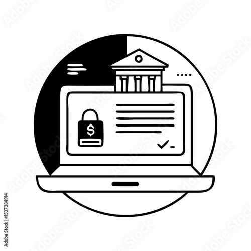 Secure Online Banking and Financial Transactions, Ensuring Protection and Confidentiality silhouette vector