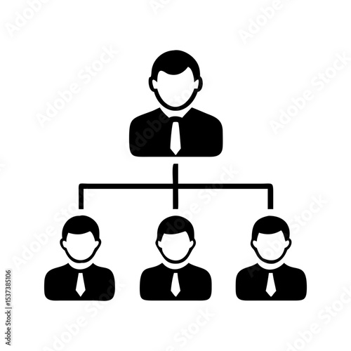 Hierarchical Organizational Chart Showing Manager Reporting to Employees, Business Structure silhouette vector