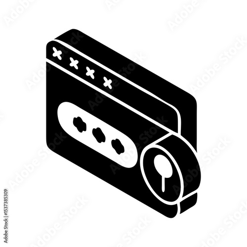 Isometric illustration of a secure password manager with complex authentication method silhouette vector