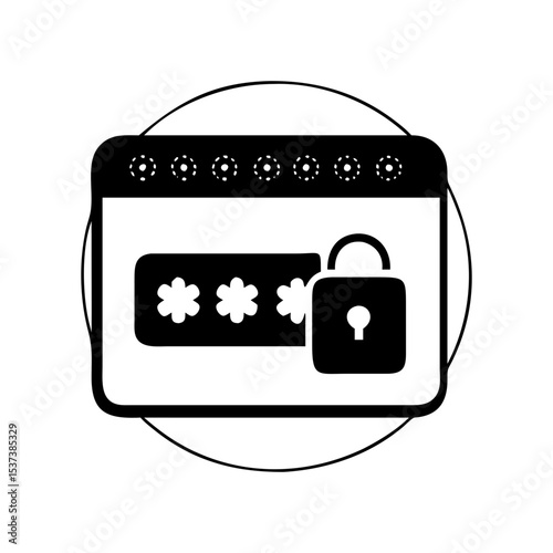 Digital Security Password Protection and Authentication System Secure Locked Data Access silhouette vector