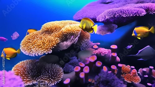 Exotic Underwater World: A mesmerizing coral reef ecosystem teeming with marine life