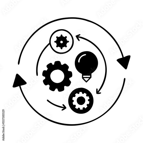 Perpetual Cycle of Innovation and Development in Business and Technology Progress silhouette vector