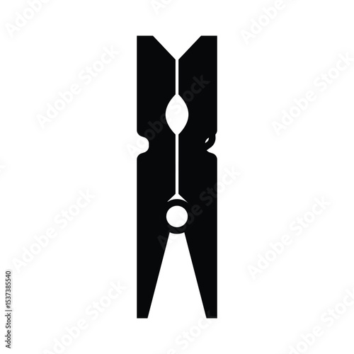 Clothespin Silhouette. Black and White Icon Design Elements on Isolated White Background