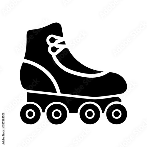 Black and white roller skate design illustration with four visible wheels silhouette vector