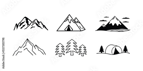 hiking trail mountain illustration vector