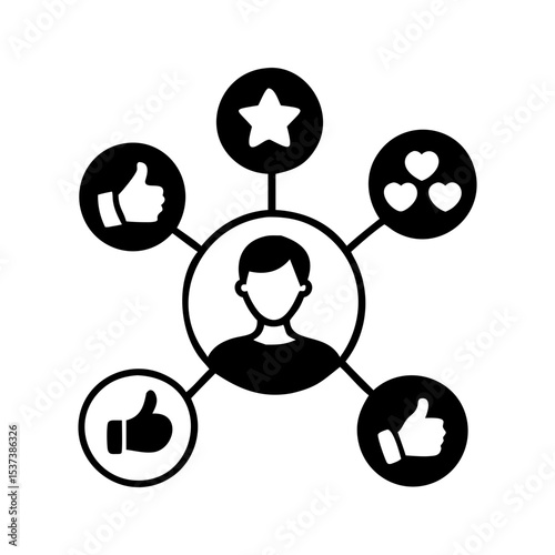 User feedback concept with social network interactions and community engagement silhouette vector
