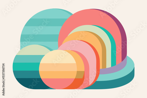 A vibrant illustration of colorful Easter eggs in a rainbow swirl design, perfect for a bright, round, and festive concept