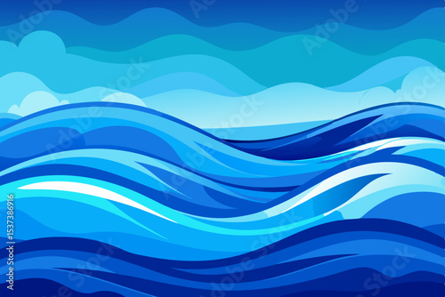 Wallpaper Mural An abstract blue wave background depicting the flowing motion of water with a light and vibrant design, perfect for a summer wallpaper Torontodigital.ca