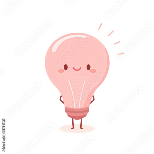 Wallpaper Mural Cute Cartoon Character of a Smiling Light Bulb with Cheerful Expression Torontodigital.ca