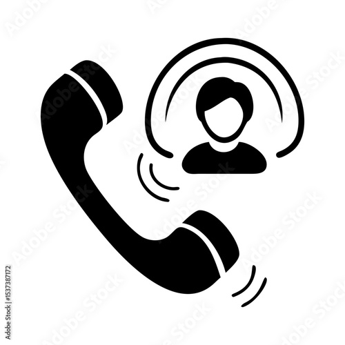 Incoming call with person icon and audio waves, on a transparent background silhouette vector