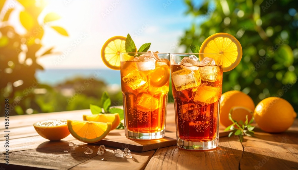 Fototapeta premium Mojito (Non-Alcoholic version) A refreshing Cuban drink made with lime juice, mint, sugar, and soda water.