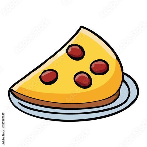 Cheesy pizza slice vector illustration on white background