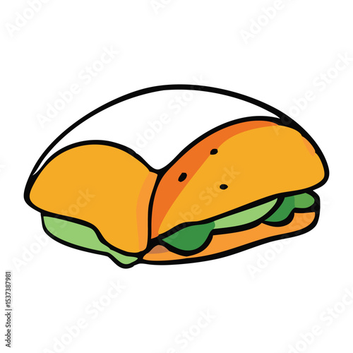 Hamburger sandwich with cheese isolated on white background