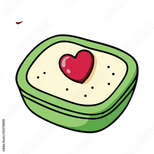 Heart shaped sandwich and cookie vector illustration with sweet dessert and Valentine theme