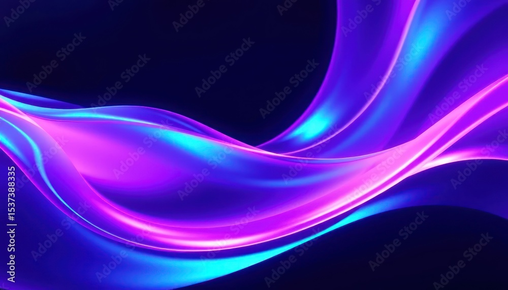 Obraz premium Futuristic Abstract Wavy Flow Background with Neon Lights and Glowing Effect